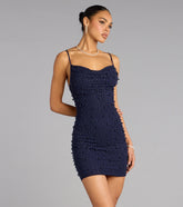 Vienna Rhinestone Pearl Mesh Mini Dress