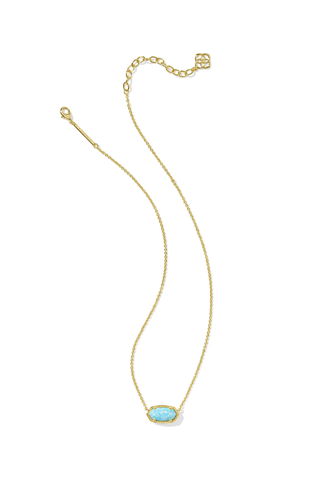 Elisa Gold Pendant Necklace Light Teal Kyocera Opal