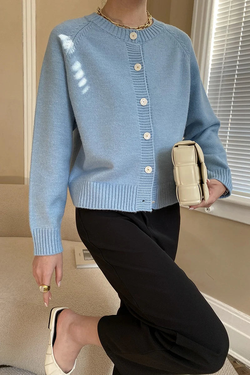 Jade Button Raglan Christmas Cardigan