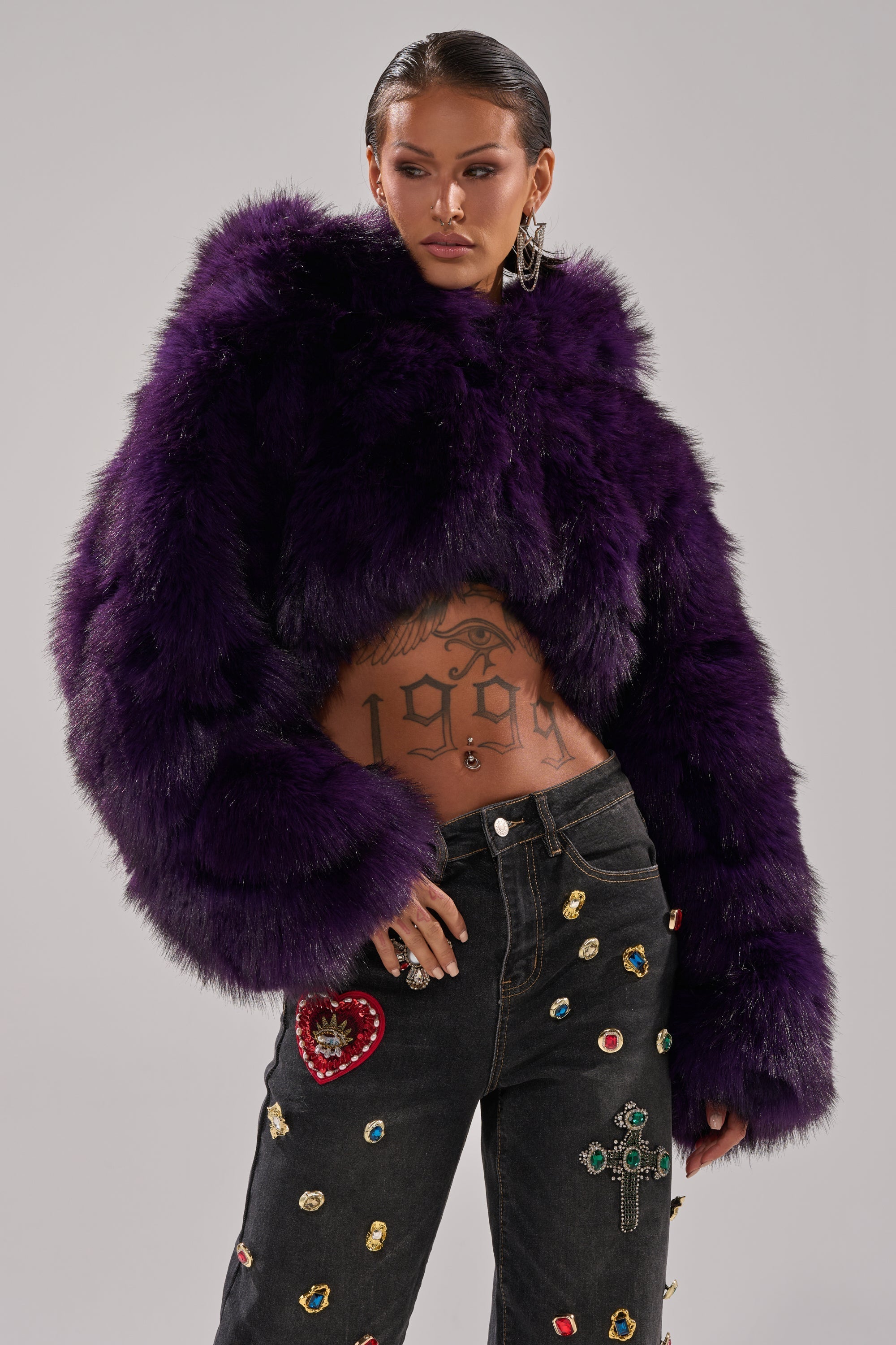 JUST A FLING CROPPED FAUX FUR