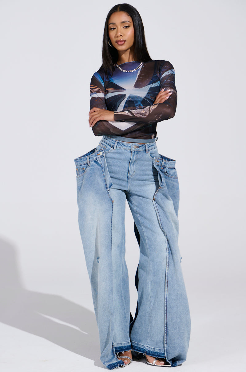 SKYS THE LIMIT MESH LONG SLEEVE TOP