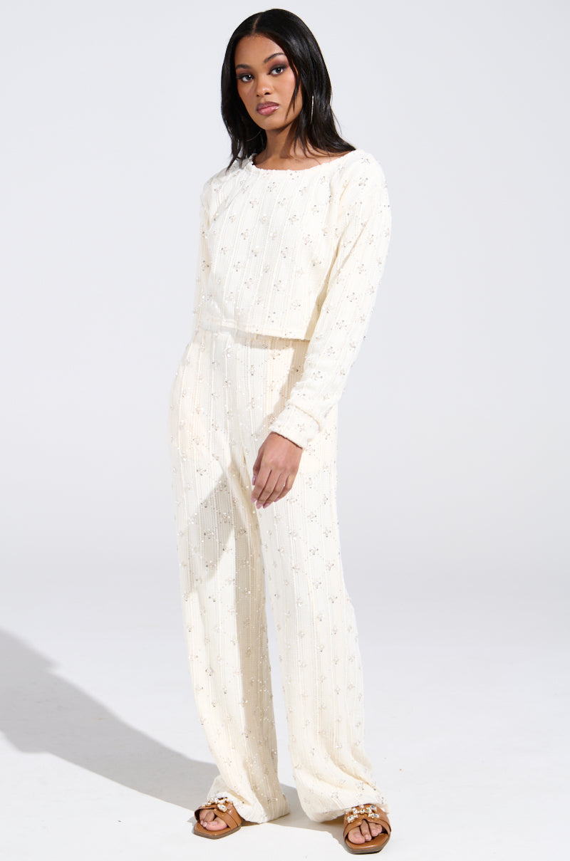 SHINE BRIGHT PEARL WIDE LEG PANT
