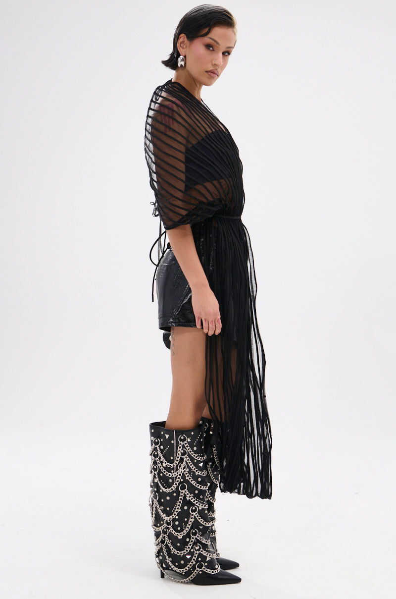 RIPPLING SHEER HALTER TOP