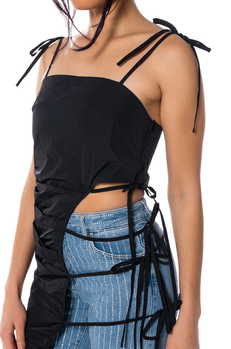 ASH TIE DETAIL SLEEVELESS MAXI TOP