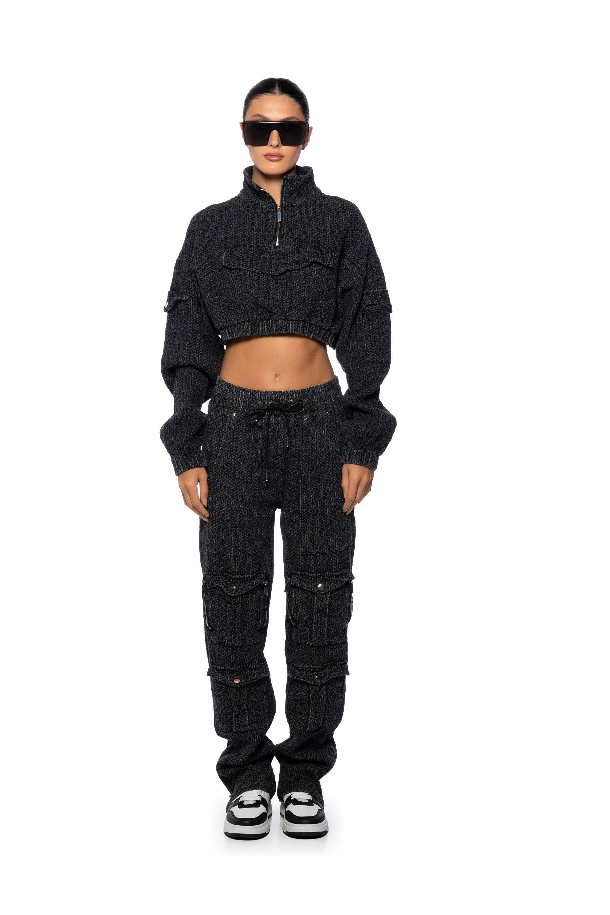 MONTE COZY KNIT POCKET DETAIL JOGGER IN CHARCOAL