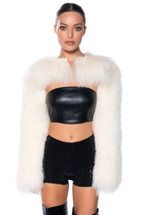 REAL MONGOLIAN FUR BOLERO JACKET